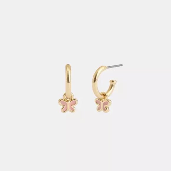 Coach Butterfly Charm Huggie Earrings - Picture 1 of 9